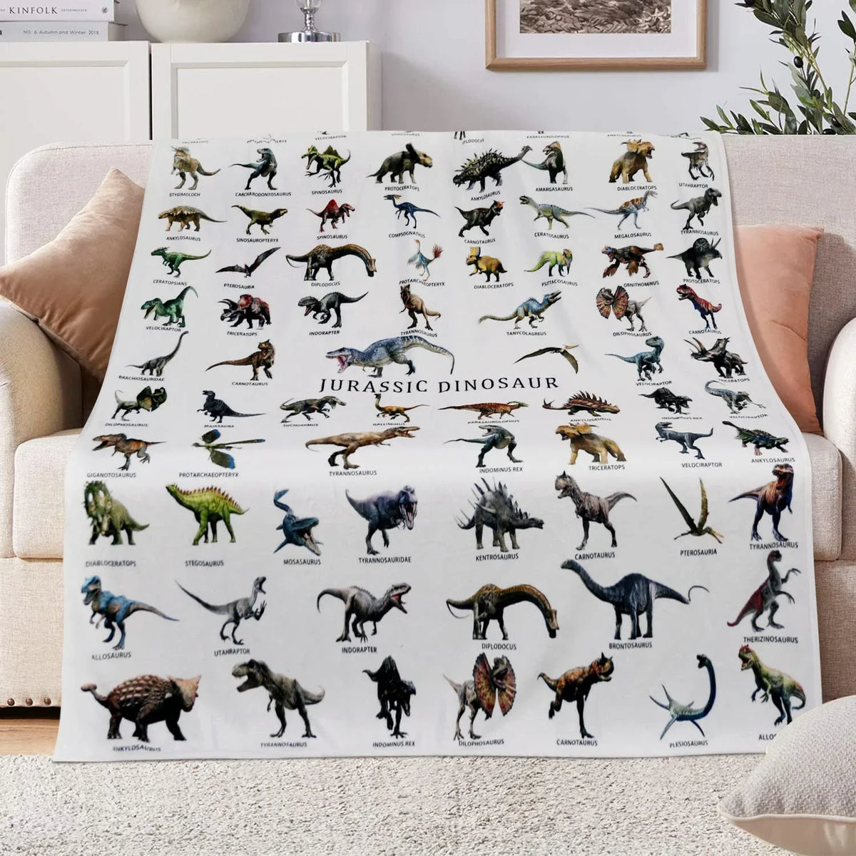 Dinosaur World Flannel Throw Blanket – Cozy Jurassic Decor for Bed & Sofa