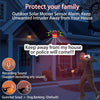 Outdoor solar motion sensor alarm system with a strobe light protecting a house entrance.