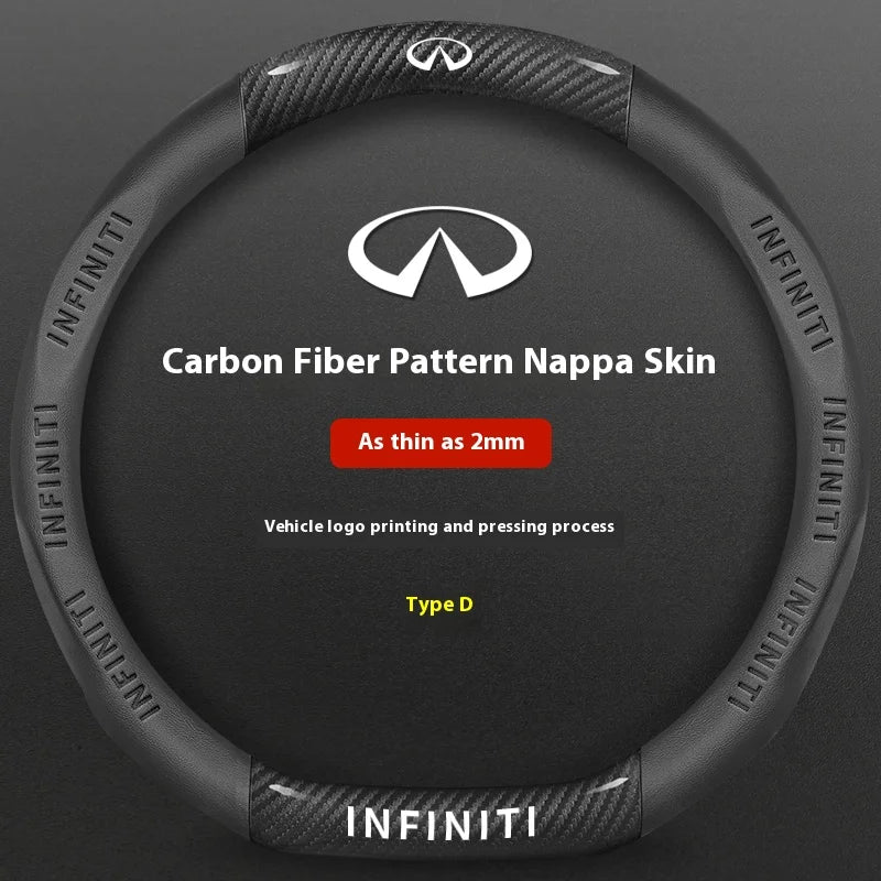 Carbon Fiber Leather Steering Wheel Cover for Infiniti Models