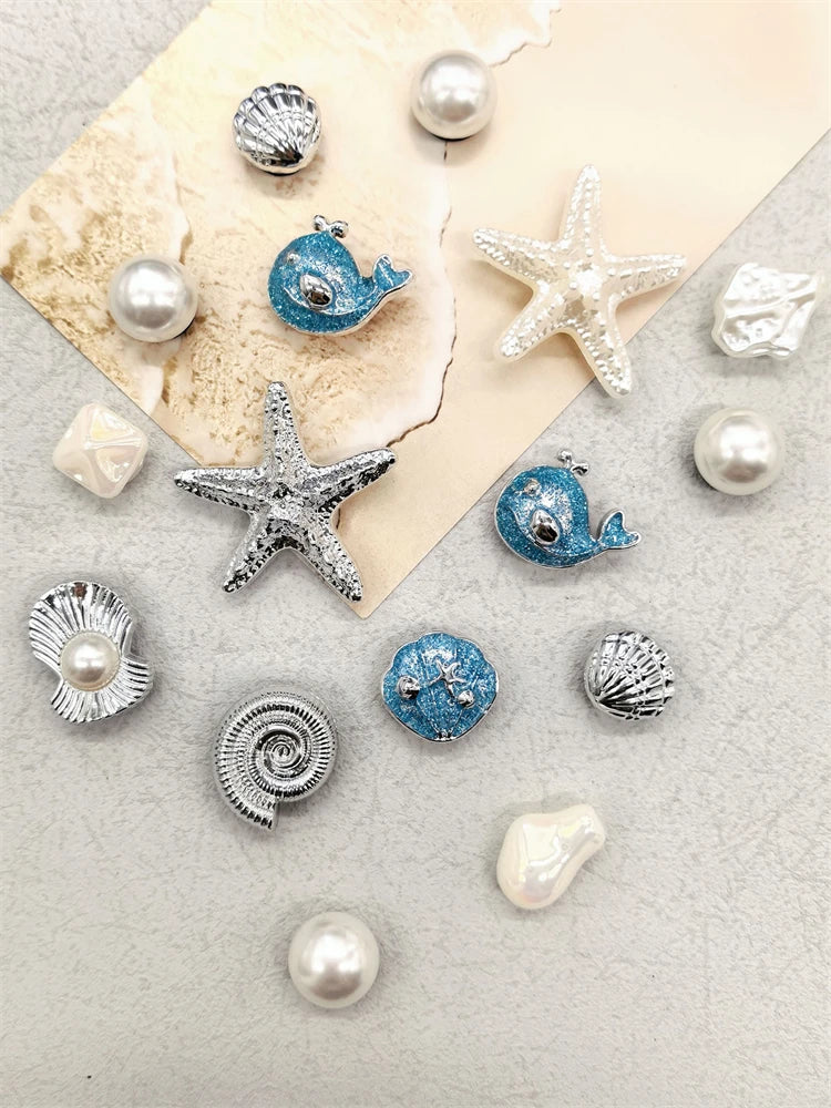 Beach-Themed Shoe Charms Set - 16 Pieces