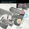 A silicone sink faucet mat with a rotatable splash guard is shown demonstrating size compatibility for different diameters.
