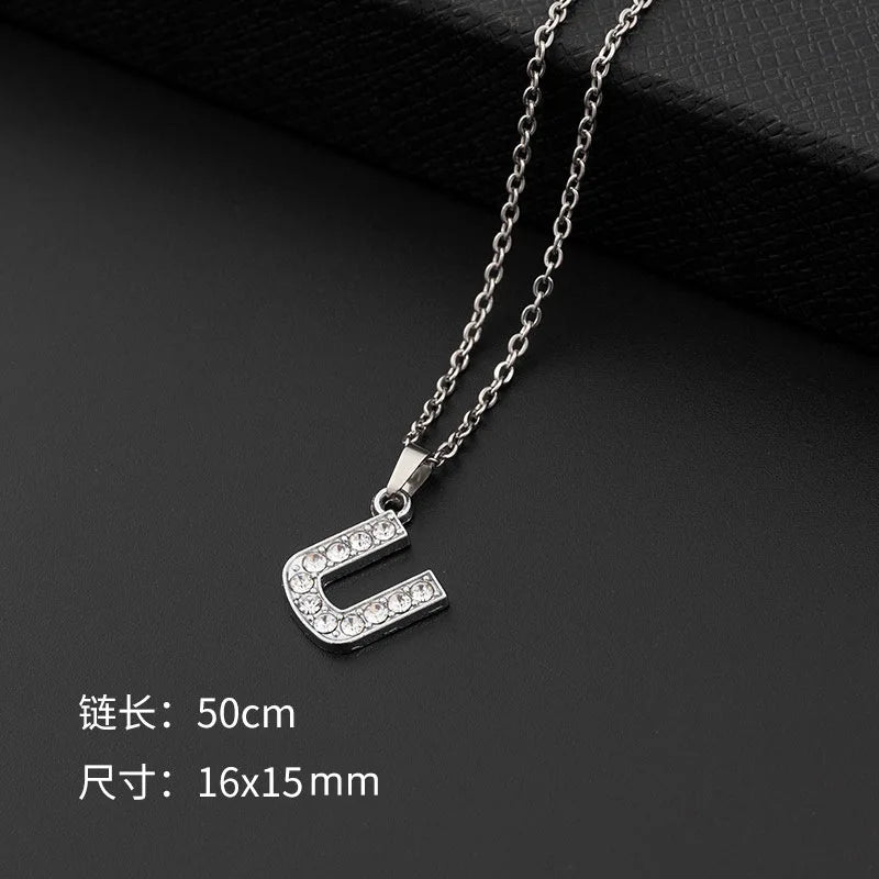 Initial Letter Pendant Necklace with Stainless Steel Chain