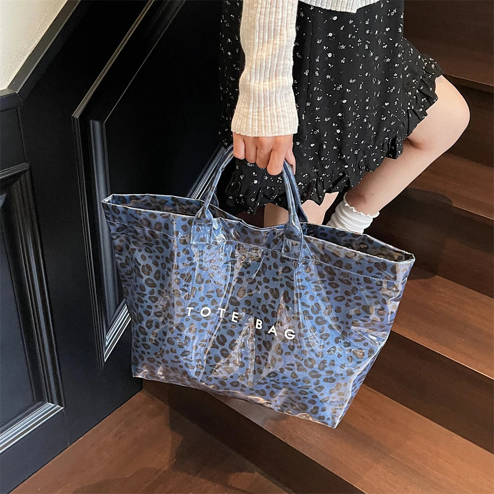 Leopard Print PVC Large Tote Bag
