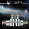 Set of four color-coded tire pressure indicator valve caps for common car or business SUV models
