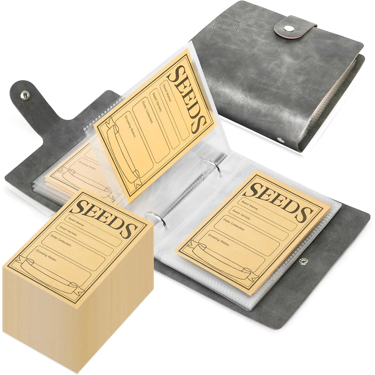 Garden Seed Organizer Binder with Self-Sealing Envelopes