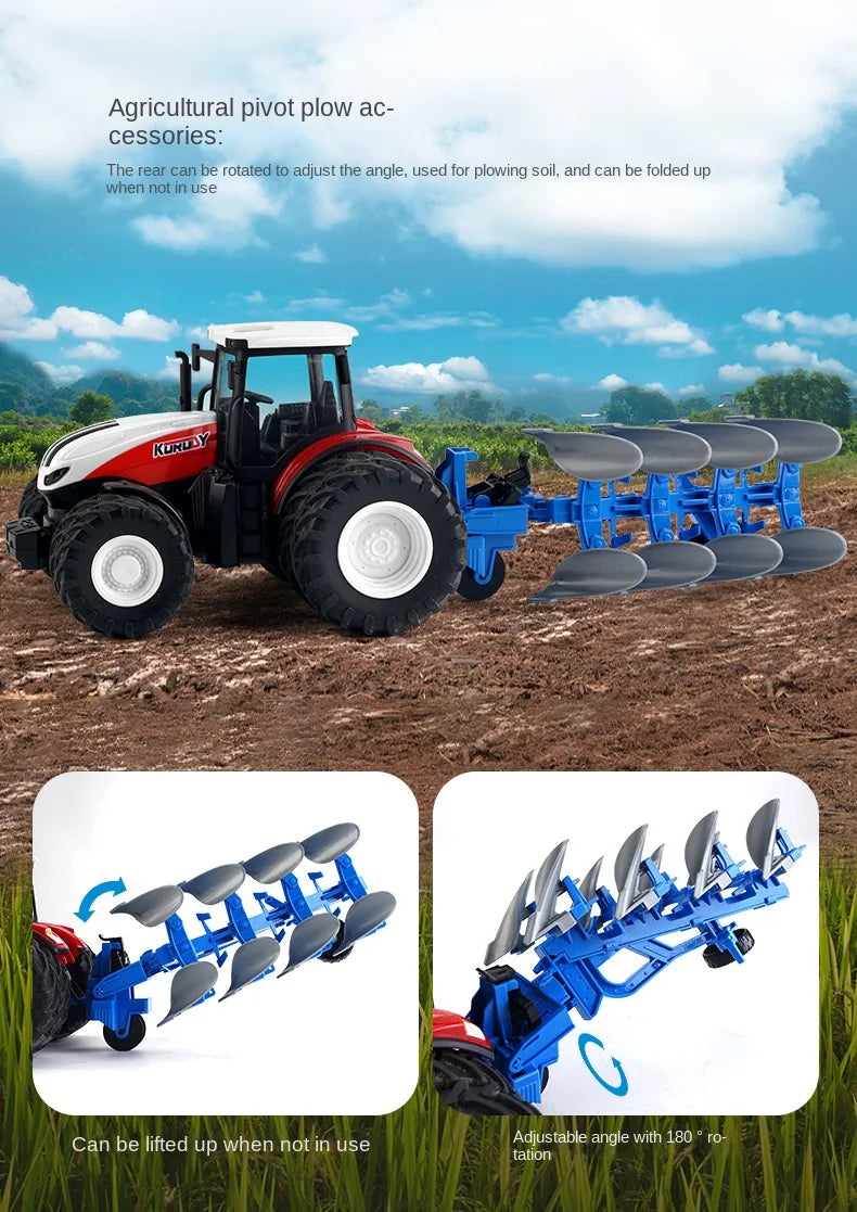 Remote-Controlled Farm Tractor Toy with Realistic Engineering Details