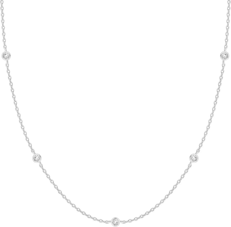 Simulated Diamond Station Necklace