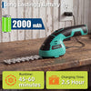 A green and black cordless grass shear and shrub trimmer with a battery and blade on a wooden surface.