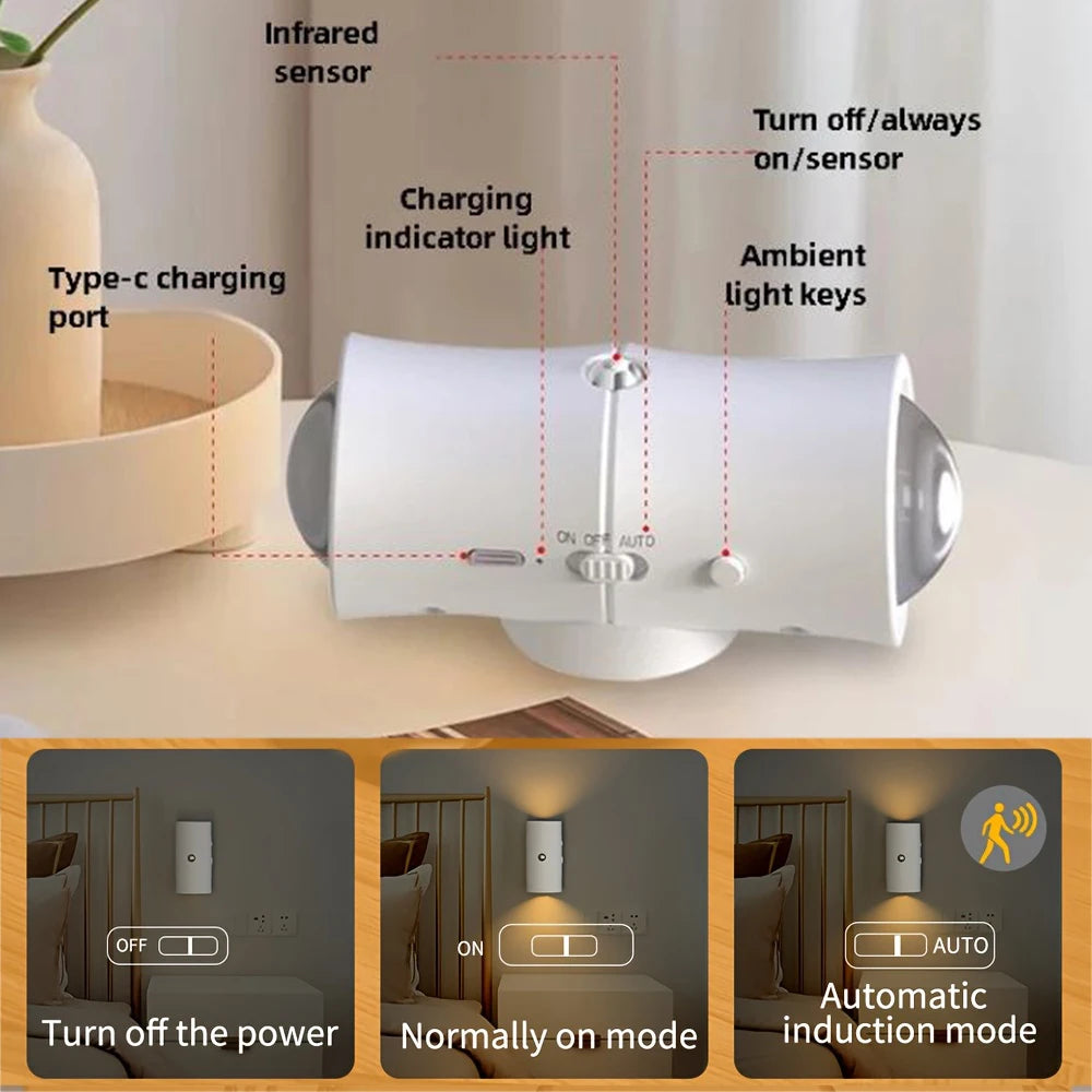 Rechargeable Motion Sensor LED Night Light with 7 Color Modes