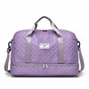 A purple Zuomnni lightweight nylon travel duffle bag with padded straps.