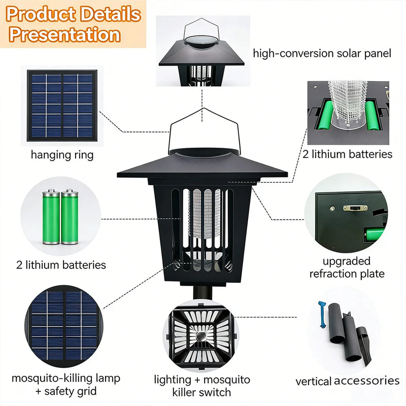 Solar-Powered Mosquito & Insect Zapper