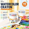 A set of 48 silky crayon twist-up watercolor crayons in various colors displayed on a colorful drawing pad.
