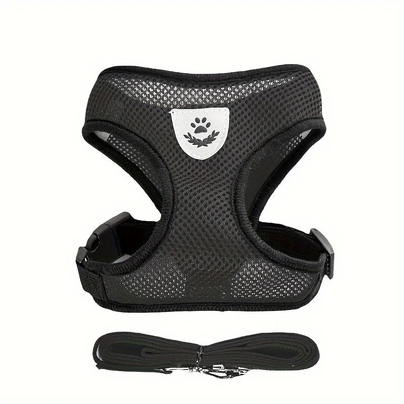 Escape-Proof Mesh Cat Harness with Reflective Vest