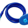 Blue ergonomic silicone snorkel with a flexible hose and a circular mouthpiece attachment