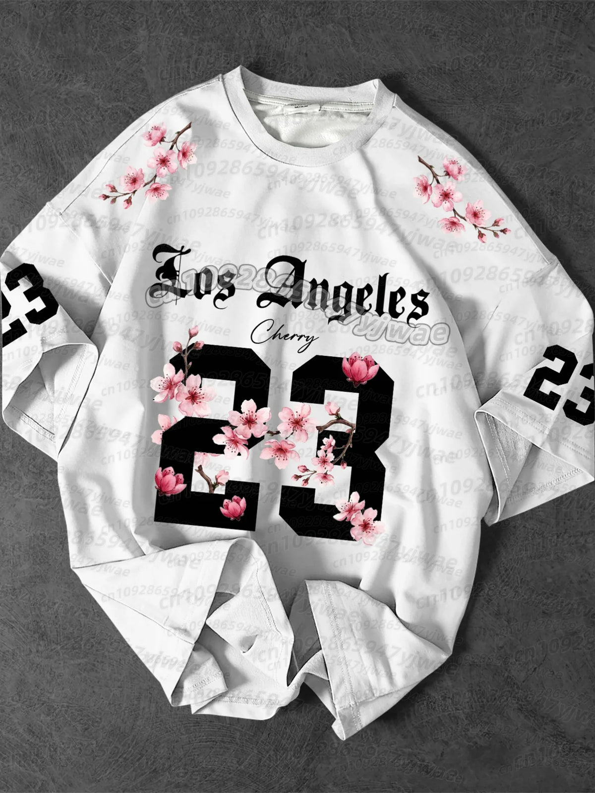 Men's Floral Print Football Jersey T-Shirt