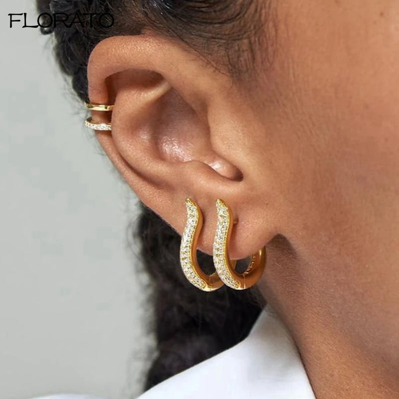 Minimalist CZ Huggie Hoop Earrings