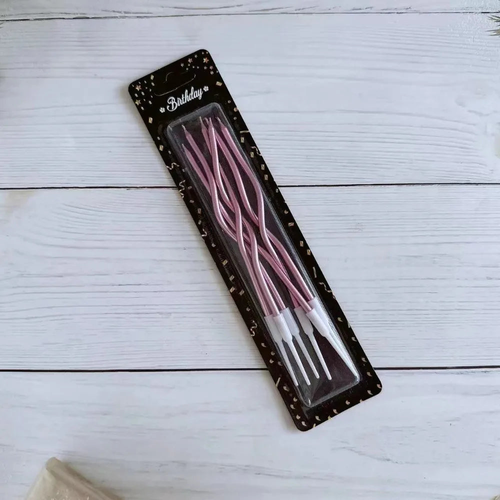 Spiral Birthday Cake Candles, Set of 6 Long Thin Decorative Candles for Cakes and Desserts