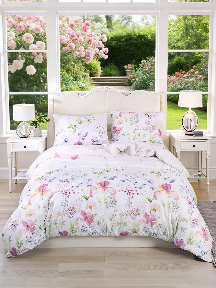 Floral Print Duvet Cover Set with Pillowcases