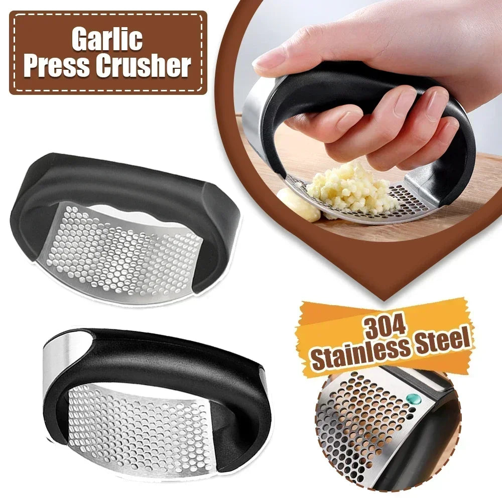 Stainless Steel Garlic Press with Ergonomic Handle