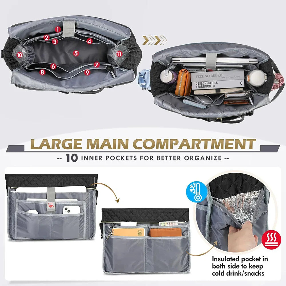 15.6 Inch Laptop Tote Bag for Women with Multiple Pockets