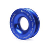 Blue warning ring with text indicating only use with synthetic rope