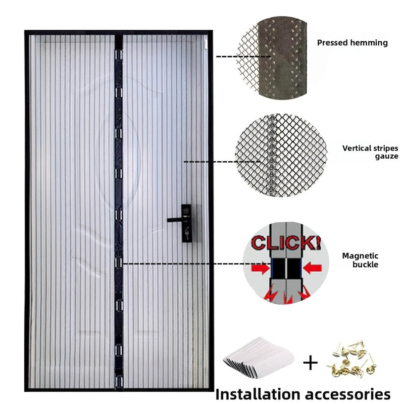 Self-Sealing Magnetic Mesh Door Screen
