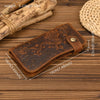 Vintage Leather Bifold Wallet with Metal Chain
