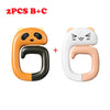 Two pairs of cute animal-themed bag hooks, one orange and black panda, and one white cat.