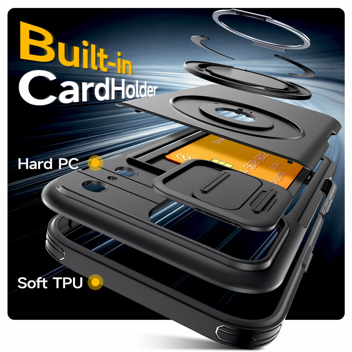 Premium Leather Wallet Case with Card Slots & Kickstand for iPhone