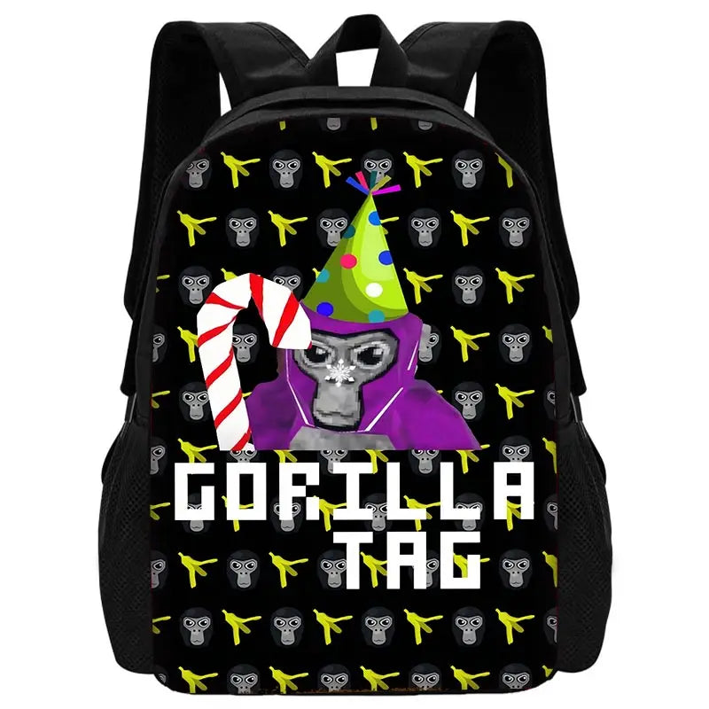 Cartoon Gorilla Kids School Backpack Set with Lunch Bag and Pencil Case