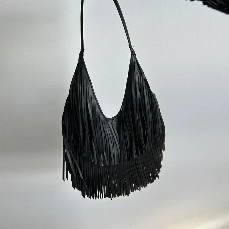 Bohemian Fringe Straw Tote Bag