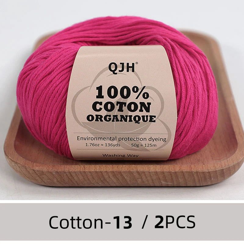 100% Organic Cotton Yarn for Knitting and Crocheting (2-Pack)