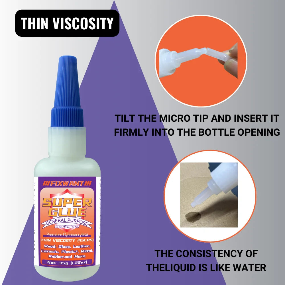 High-Strength Cyanoacrylate Super Glue for Multi-Surface Repairs