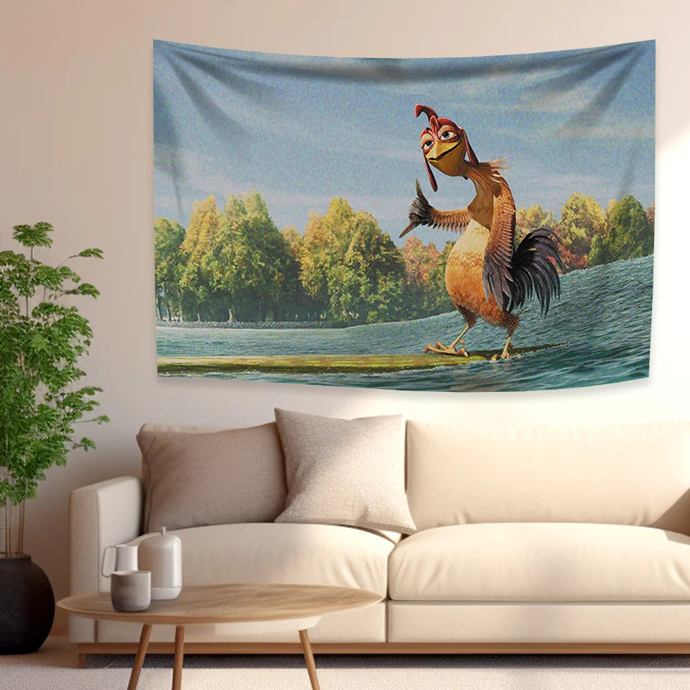 Chicken Joe Surfing Tapestry Wall Hanging