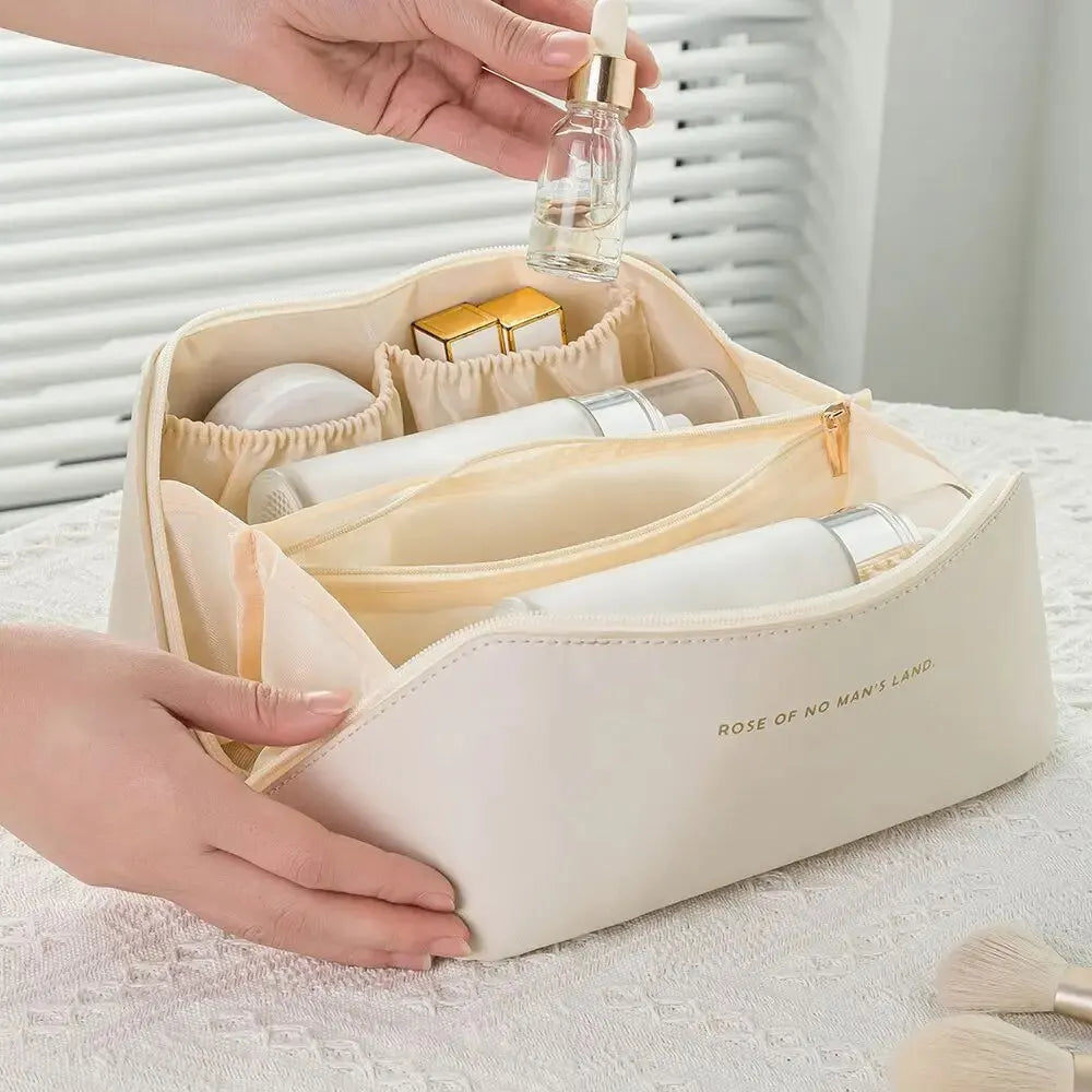 Travel Makeup Organizer Bag with Handle | Cosmetic Storage Case