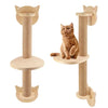 Wall-Mounted Wooden Cat Climbing Shelf with Sisal Scratching Post