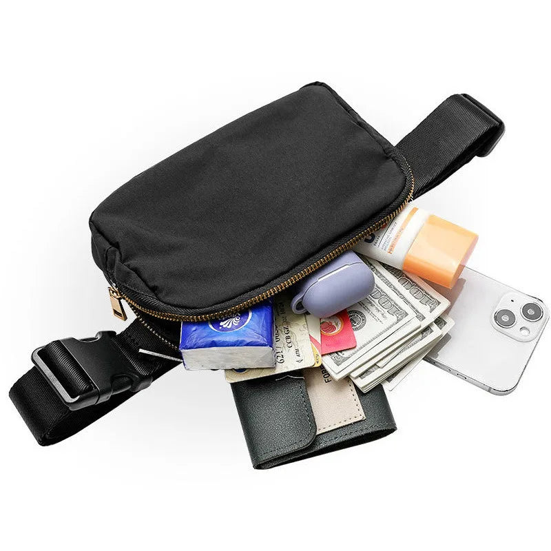 Versatile Nylon Waist Pack with Zippered Pockets