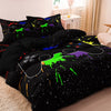 Black duvet cover set featuring a gamer theme with controller and keyboard print