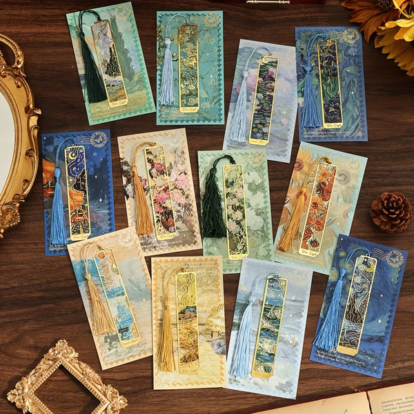 Vintage Metal Bookmarks with Long Tassels (Set of 12)