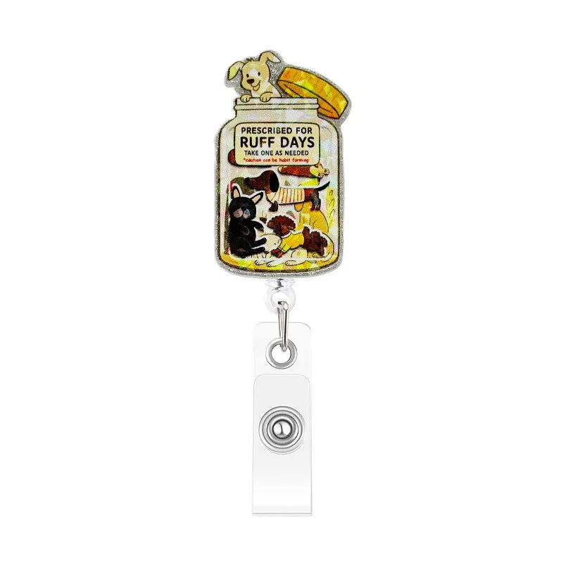 Cute Cat Acrylic ID Badge Reel with Retractable Clip