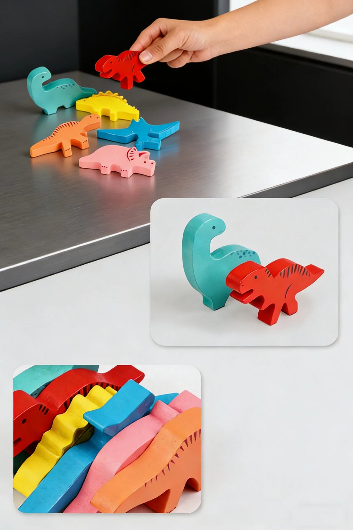 Wooden Dinosaur Stacking Game for Kids