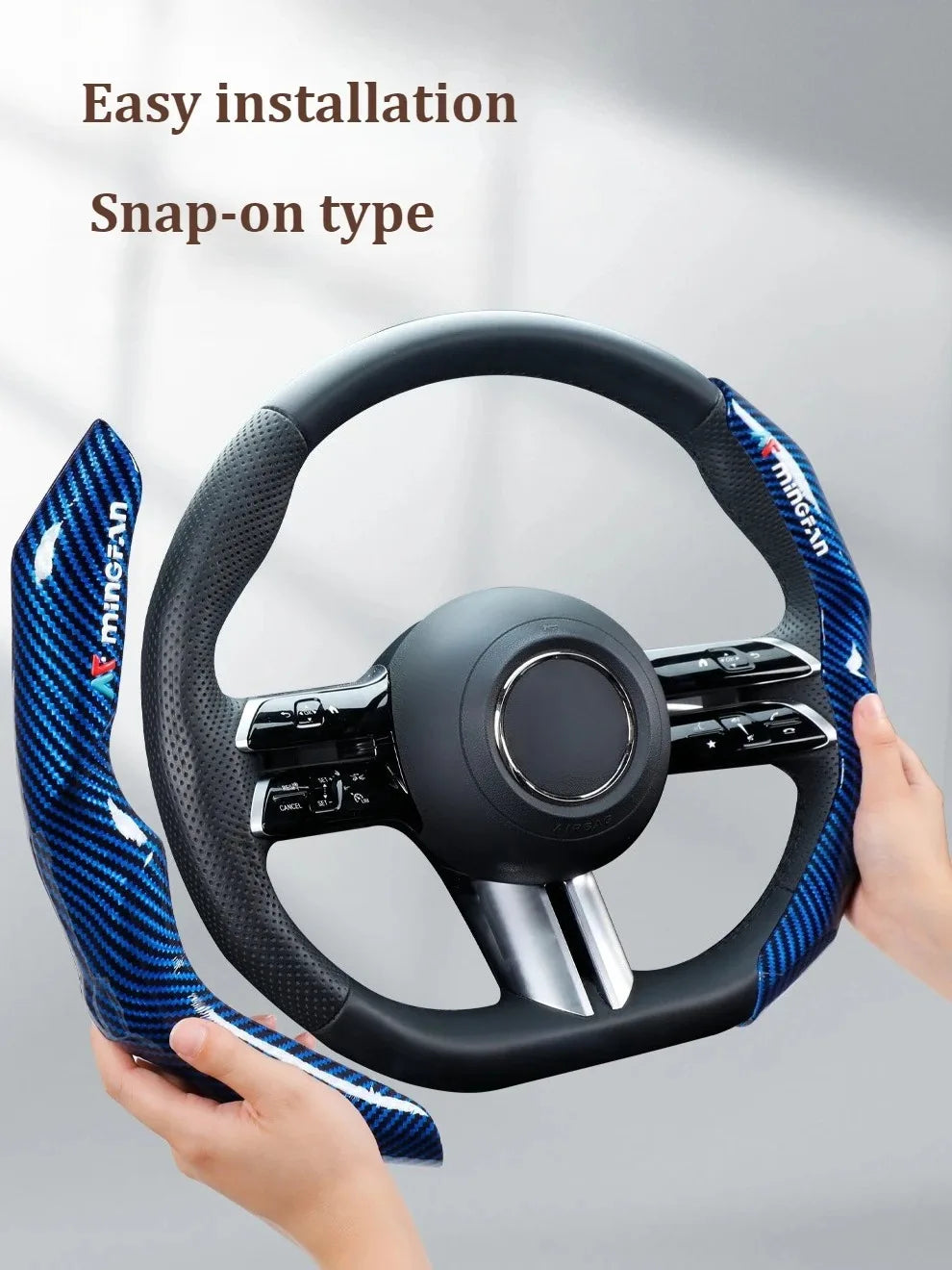 Carbon Fiber Texture Steering Wheel Cover - Anti-Slip & Comfortable Grip