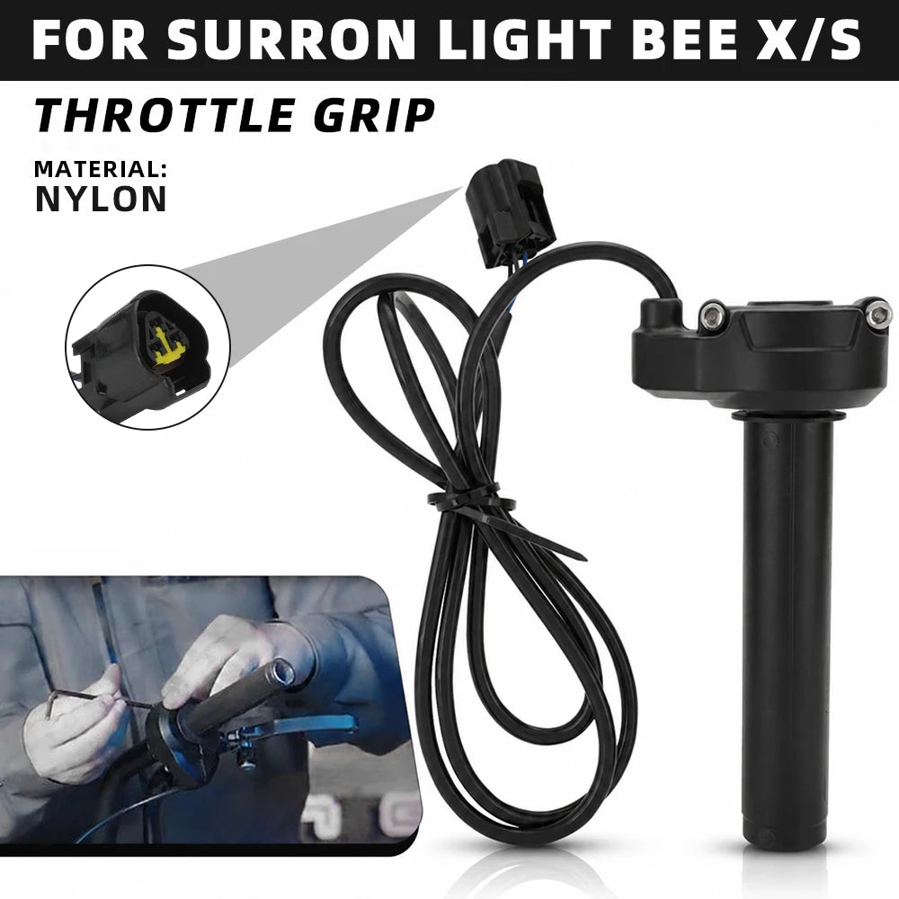 Throttle grip for Sur-Ron Light Bee X/S electric bike, made of nylon.