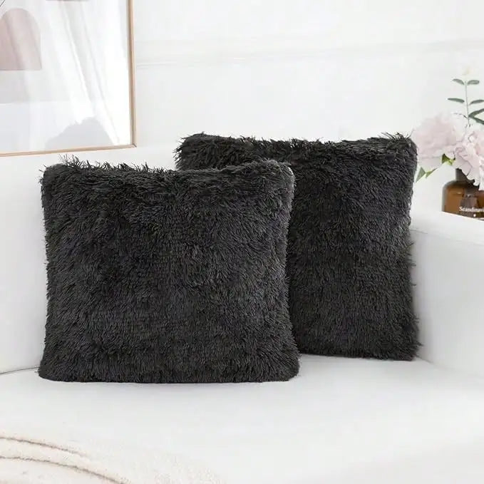 Luxury Faux Fur Throw Pillow Covers (Set of 2)