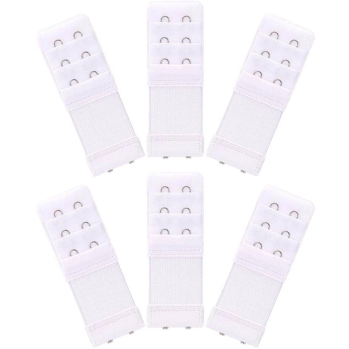 White soft stretch bra extender with three hook adjustment positions