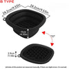 Black foldable silicone ice bath and facial massage bowl with a hexagonal grid pattern