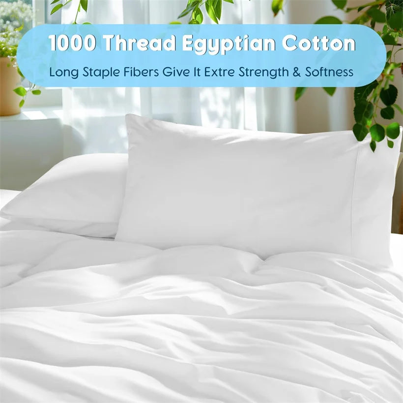 Luxury Egyptian Cotton Bed Sheet Set – Silky Soft 1000 Thread Count