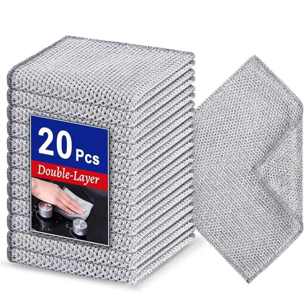 Steel-Reinforced Non-Scratch Kitchen Cleaning Cloths (2-Pack)