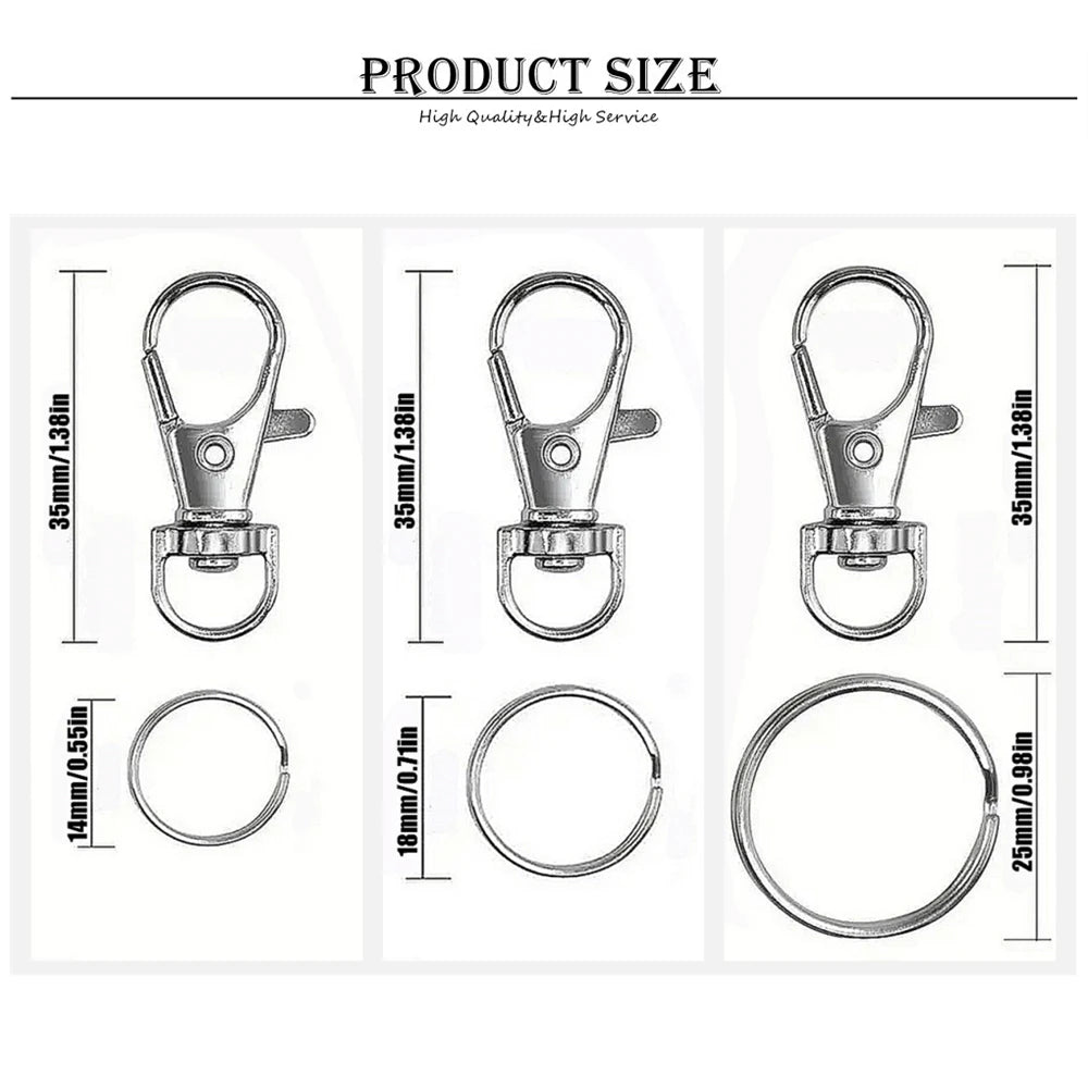 Silver Swivel Snap Hooks with Key Rings (20-Pack)