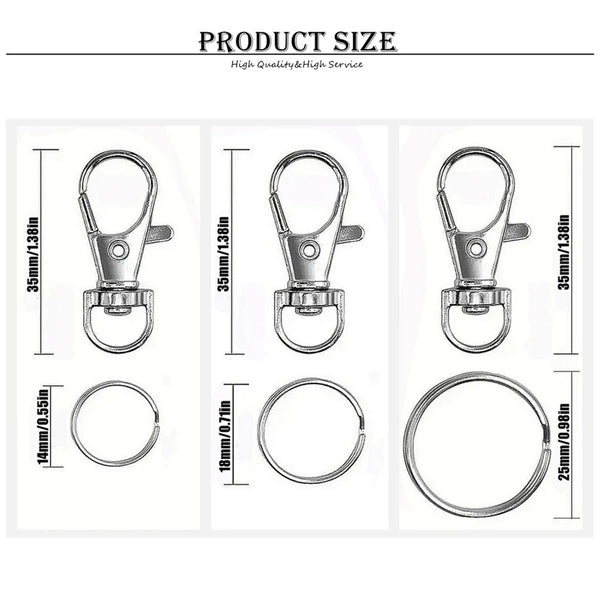 Silver Swivel Snap Hooks with Key Rings (20-Pack)